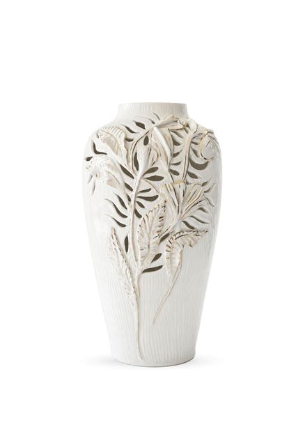 Dolce Vita Unique Openwork Gold Desenli Beyaz Porselen Vazo