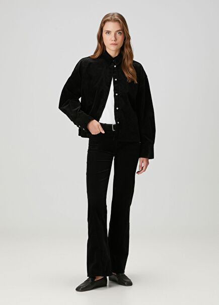 Twisted Dojo Siyah Flared Kadife Pantolon