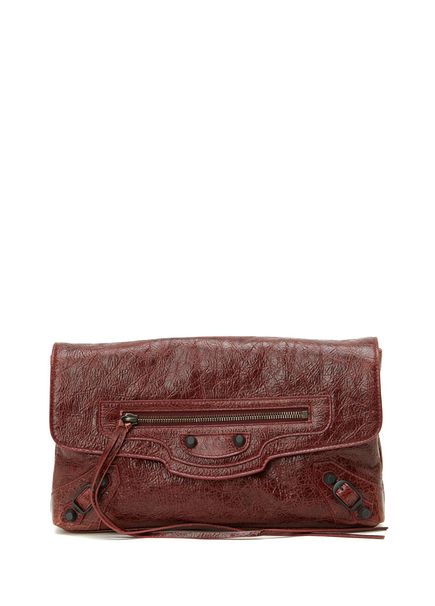 Le City Burgundy Women's Leather Clutch