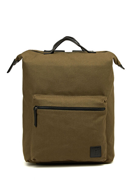 Haki Logo Detaylı Erkek Canvas Sırt Çantası