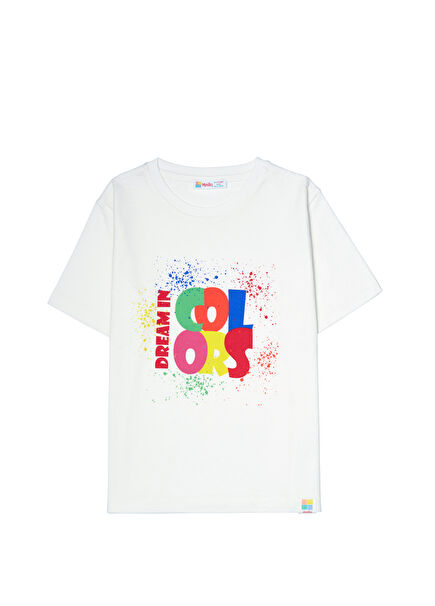 Baskılı Beyaz Erkek Çocuk T-shirt