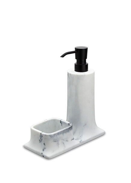 Mermer Görünümlü Mat Siyah Tezgah Üstü Deterjanlık Ve Süngerlik