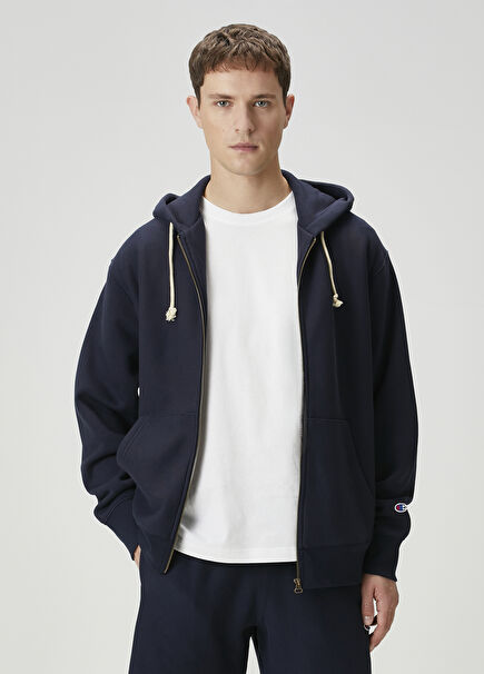 Navy Blue Hooded Sweatshirt