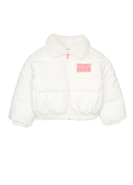 Bej Kız Çocuk Puff Mont