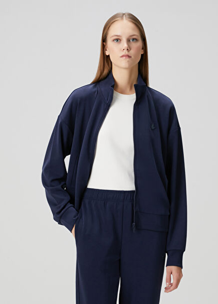 Lacivert Fermuarlı Sweatshirt