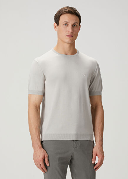 Beyaz Kısa Kollu İpek Triko