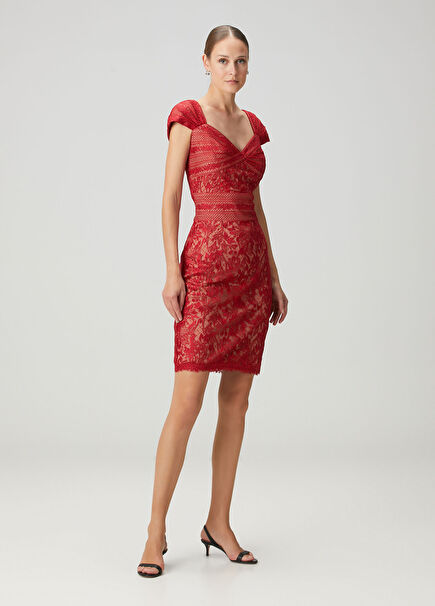 Meera Red Mini Lace Cocktail Dress