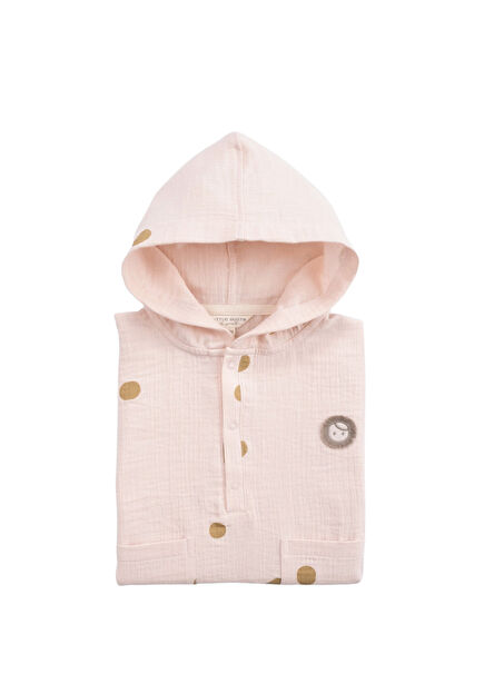 Pink Organic Cotton Muslin Baby Girl Poncho Towel