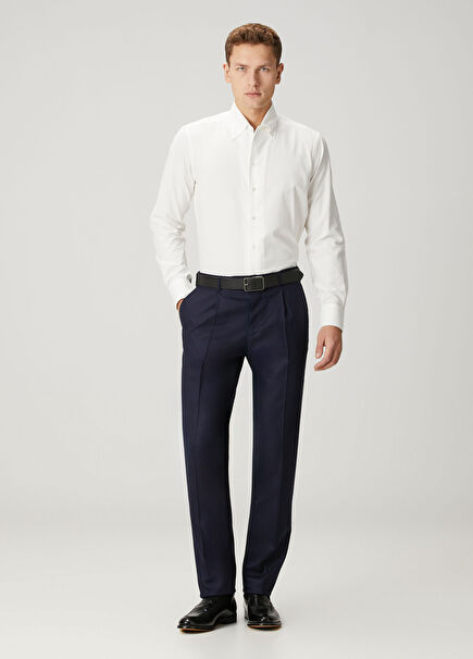 Navy Blue Wool Pants
