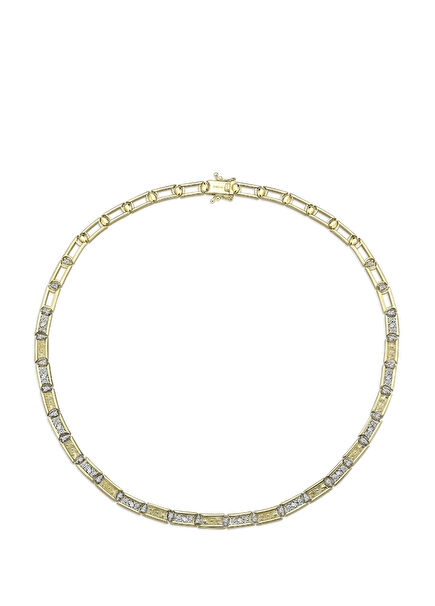 Pathra Etched Pırlanta Taşlı 14 Ayar Altın Kadın Kolye