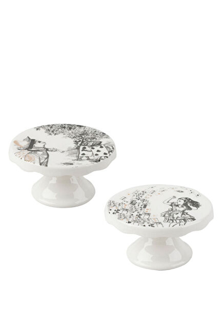 X V&A Alice In Wonderland Porselen 2'li Kek Pasta Standı