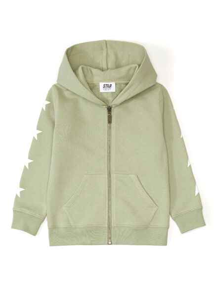 Yeşil Yıldız Baskılı Kız Çocuk Sweatshirt