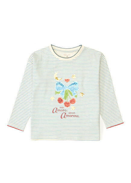 Striped Embroidered Organic Cotton T-Shirt