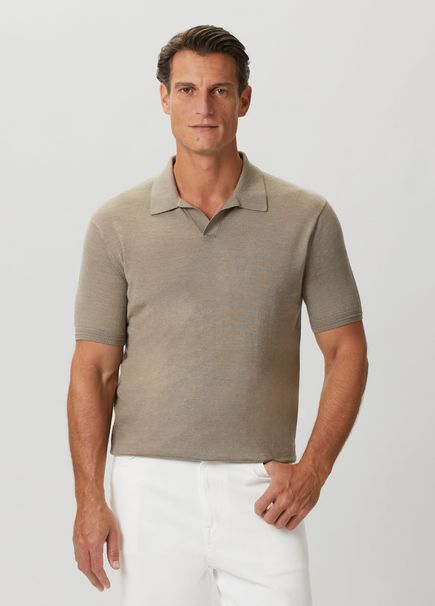 Dark Beige Short-Sleeved Wool Knitwear