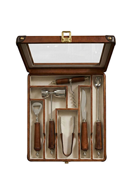 Brown Leather Steel Bar Materials Set