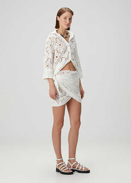 Sun Eyelet White Mini Skirt