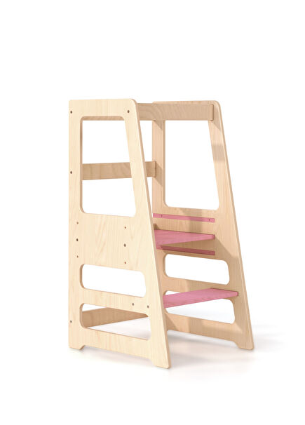 Pembe Ahşap Ayarlanabilir Öğrenme Kulesi