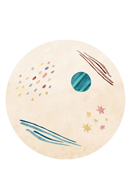 Color Knot Bej Çocuk Halısı 120 cm