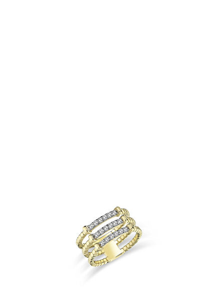 Moonlight 3 Row Diamond 14K Gold Women's Ring
