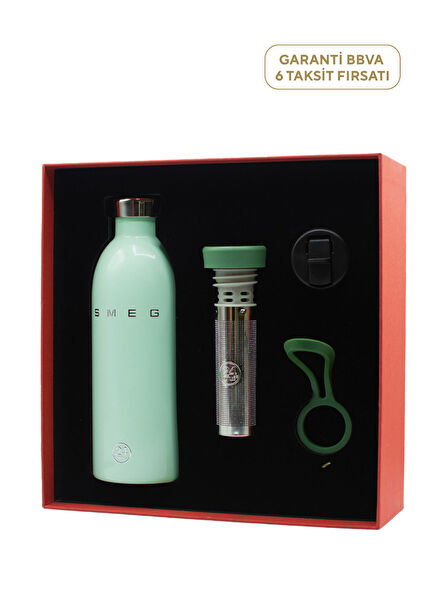 Aqua Green Steel Thermos and Gift Accessory Set
