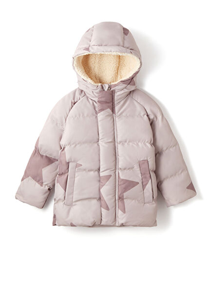 Brown Stars Vizon Kapüşonlu Unisex Çocuk Mont