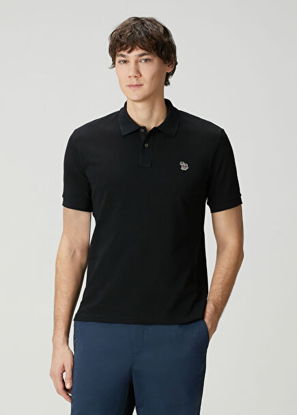 Black Polo Collar Organic Cotton T-Shirt