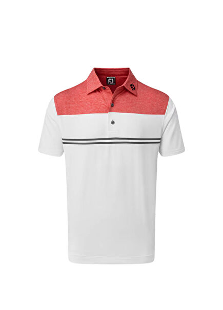 Stretch Pique Renk Bloklu Polo Yaka Kısa Kollu Erkek Golf T-Shirt 90372