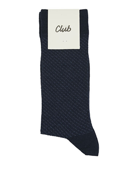 Navy Blue Patterned Men's Socks