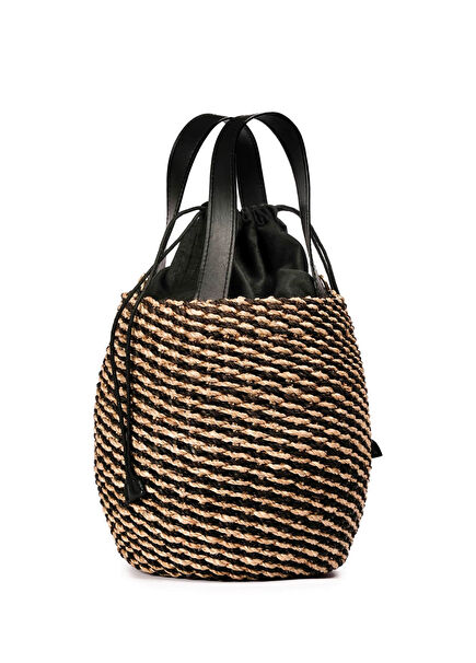 Cora Raffia Bucket Bag Black Abaka Kova Kadın Çanta
