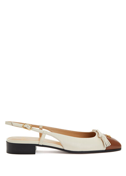 Valet du Roi Coffee White Leather Ballet Flats