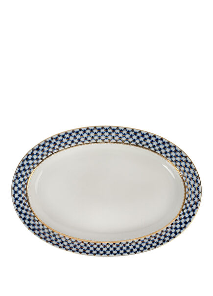 Cobalt Mavi Porselen Oval Servis Tabağı 35 cm
