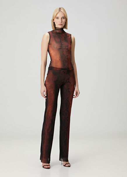 Brown Snake Printed Pants
