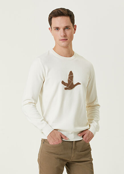 Ecru Goose Embroidered Sweater