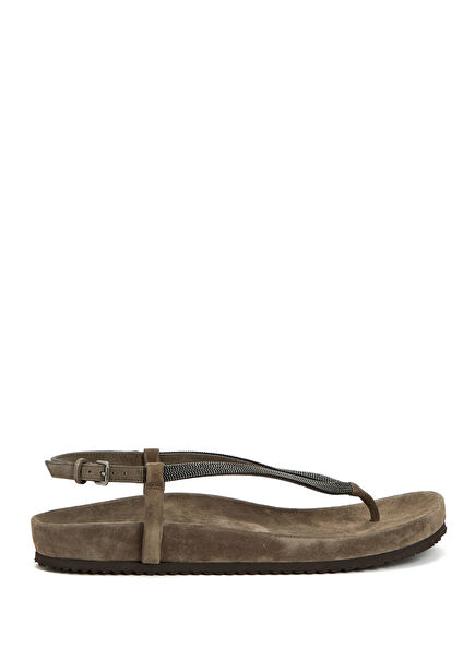 Grey Women's Leather Sandals