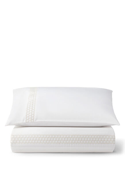 Ezia Line White Cotton Double Bed Cover Set 230 x 240 cm