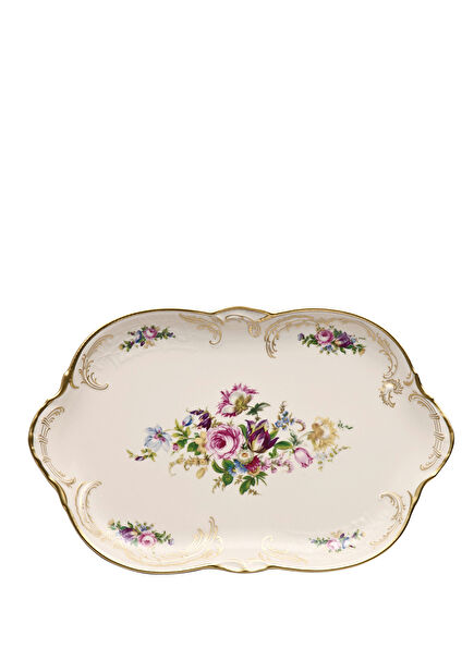 Sanssouci Elfenbein Diplomat Porselen Oval Servis Tabağı 33 cm