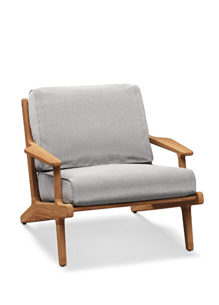 Bay Natural Tik Ağacı Açık Gri Bahçe Koltuğu