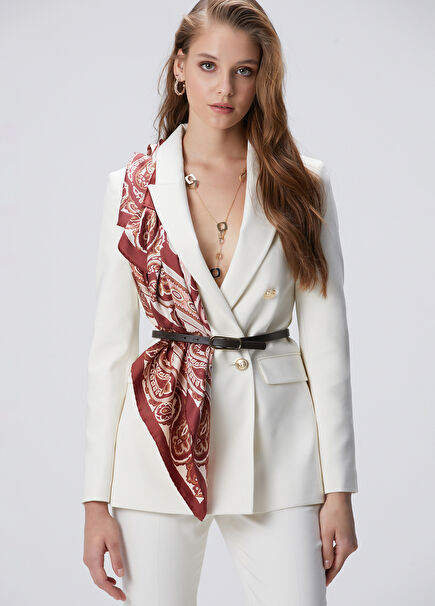 Kırık Beyaz Kruvaze Ceket