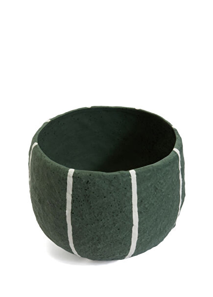 White Green Textured Flower Pot