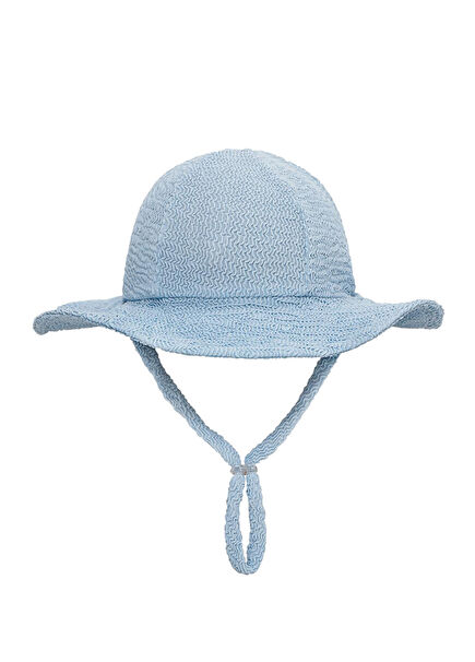 Pure Blue Brim Textured UV Protection Girls' Hat