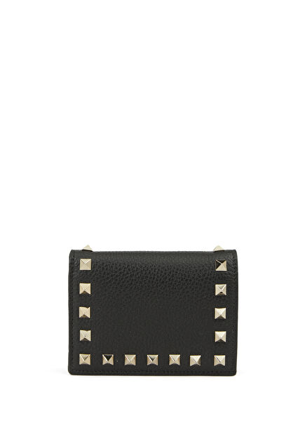 Rockstud Siyah Kadın Deri Cüzdan
