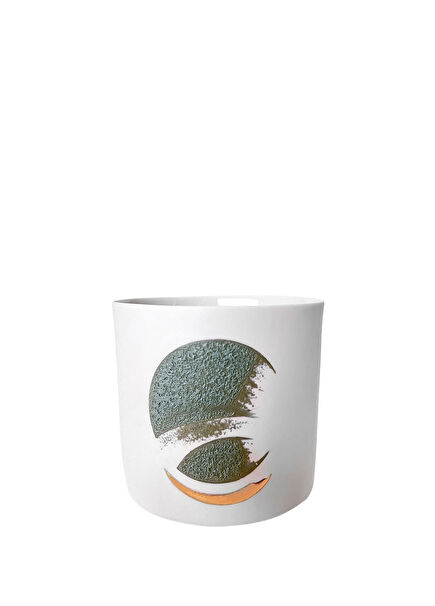 Off-White Porcelain Green Stone Effect Filter Coffee Cup