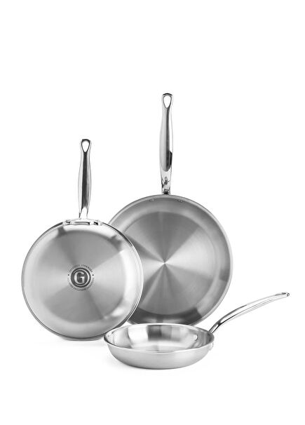 Premiere Pro 5-Ply Silver Stainless Steel 3-Pan Set