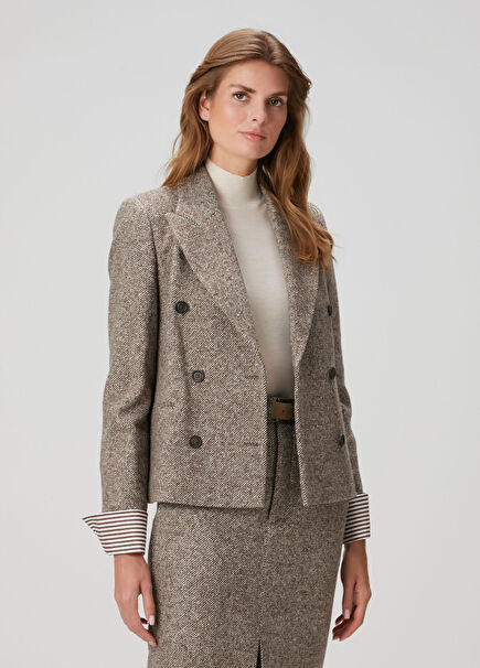 Brown Double-Breasted Wool Jacket