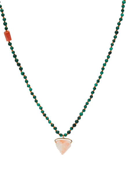 Malachite Coral Stone Women's Gold Necklace