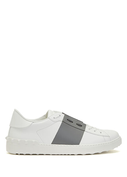 Open Beyaz Gri Erkek Deri Sneaker