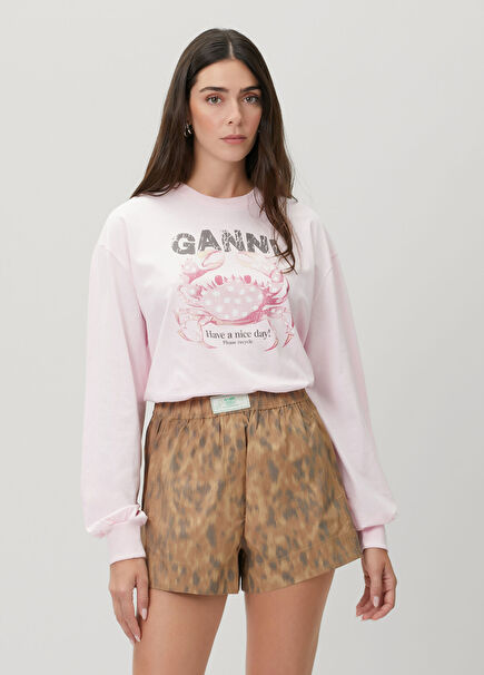 Crab Açık Pembe Uzun Kol T-shirt