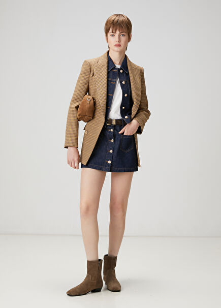 Navy Blue Mini Denim Skirt
