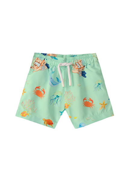 Green UPF 40+ UV Protection Baby Boy Swim Shorts