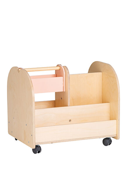 Montessori Huş Ahşap Tekerlekli Çocuk Kitaplık